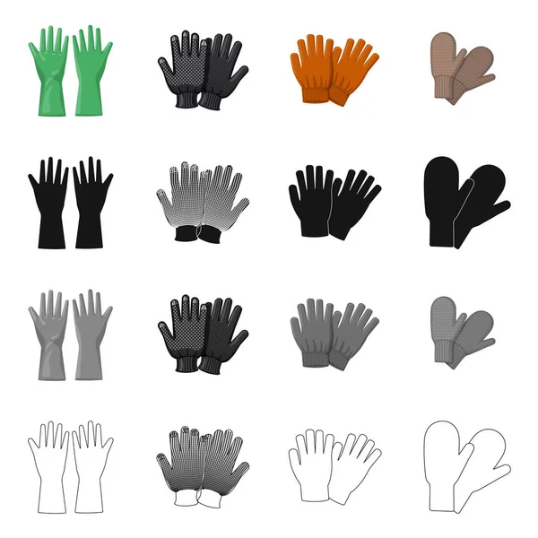 Eldiven ve kış sembolü yalıtılmış nesne. Eldiven ve ekipman hisse senedi vektör çizim seti.