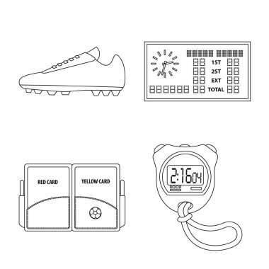 Futbol ve dişli logo vektör tasarımı. Hisse senedi için futbol ve turnuva vektör simge kümesi.