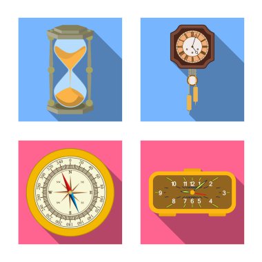 Saat ve saat simge vektör tasarımı. Saat ve daire hisse senedi vektör çizim topluluğu.