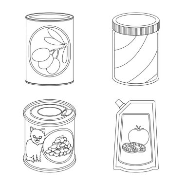 Can ve gıda simge vektör Illustration. Hisse senedi için can ve paket vektör simge topluluğu.