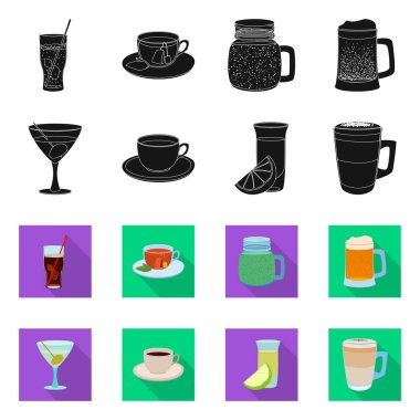 Vektör illüstrasyon işareti bar ve içki. İçki ve parti hisse senedi vektör çizim topluluğu.