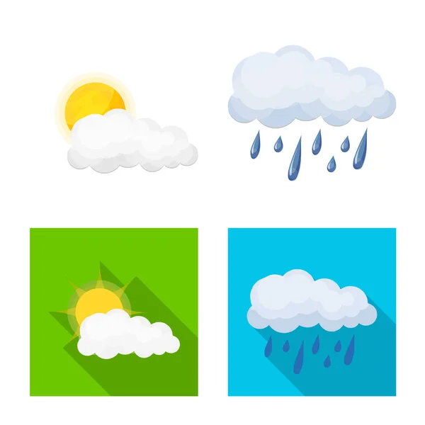 Vektorillustration von Wetter und Klima-Symbol. Wetter- und Wolkenvektorsymbole für Aktien. — Stockvektor