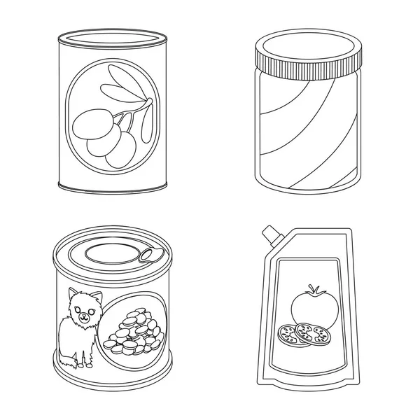 Ilustración vectorial de lata y símbolo de comida. Colección de lata y paquete icono vectorial para stock . — Archivo Imágenes Vectoriales