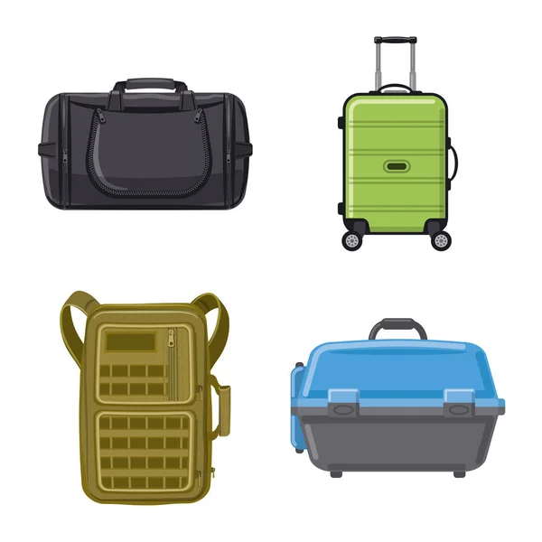 Векторная иллюстрация чемодана и таблички с багажом. Комплект для чемодана и векторной иконки на складе . — стоковый вектор