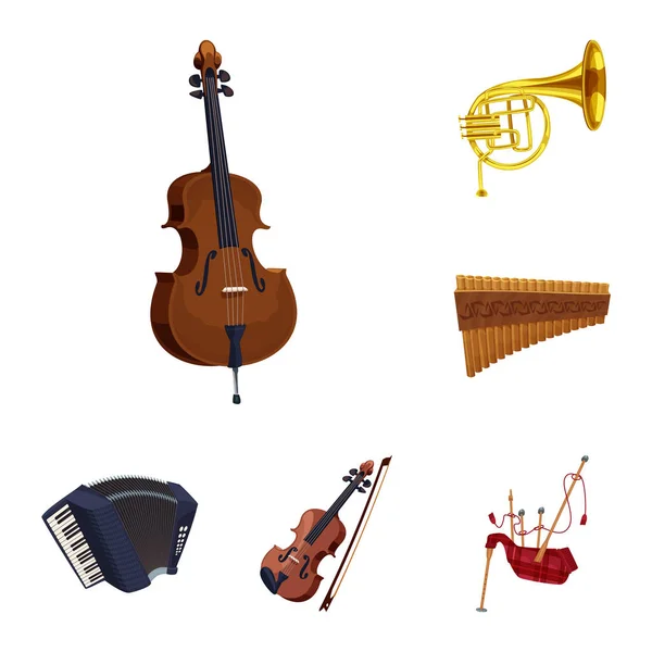 Ilustración vectorial de música e icono de melodía. Conjunto de música e ilustración de vector de stock de herramientas . — Vector de stock