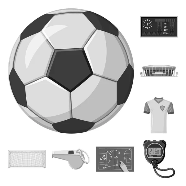 Векторная иллюстрация иконки футбола и передач. Собрание иконки футбола и вектора турнира для инвентаря . — стоковый вектор