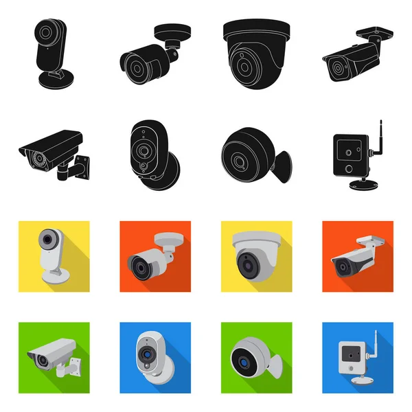 Objeto isolado de cctv e símbolo de câmera. Conjunto de cctv e sistema de símbolo de estoque para web . — Vetor de Stock