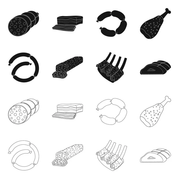 Ilustracja wektorowa symbolu mięsa i szynka. Kolekcja mięsa i gotowania symbol giełdowy dla sieci web. — Wektor stockowy
