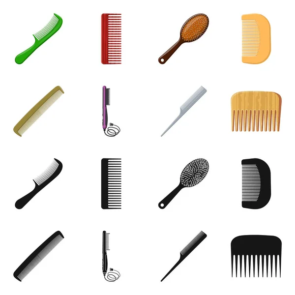 Illustration vectorielle du symbole pinceau et cheveux. Ensemble de brosse et brosse à cheveux symbole de stock pour la toile . — Image vectorielle