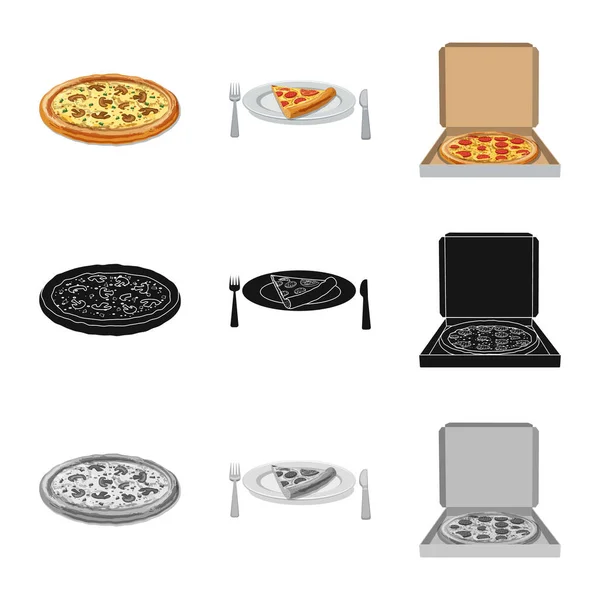 Objeto aislado de pizza y logotipo de comida. Conjunto de pizza y ícono de vector italia para stock . — Vector de stock