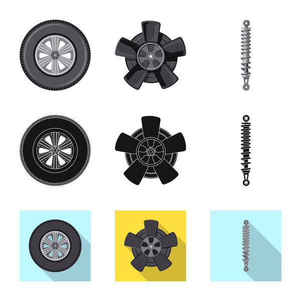 Vector illustration of auto and part icon. Set of auto and car stock vector illustration.