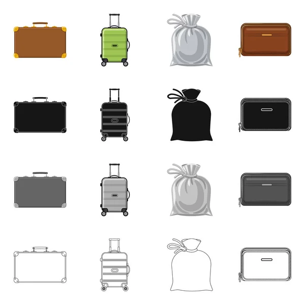 Ilustração vetorial da mala e do logótipo da bagagem. Conjunto de mala e símbolo de estoque de viagem para web . — Vetor de Stock
