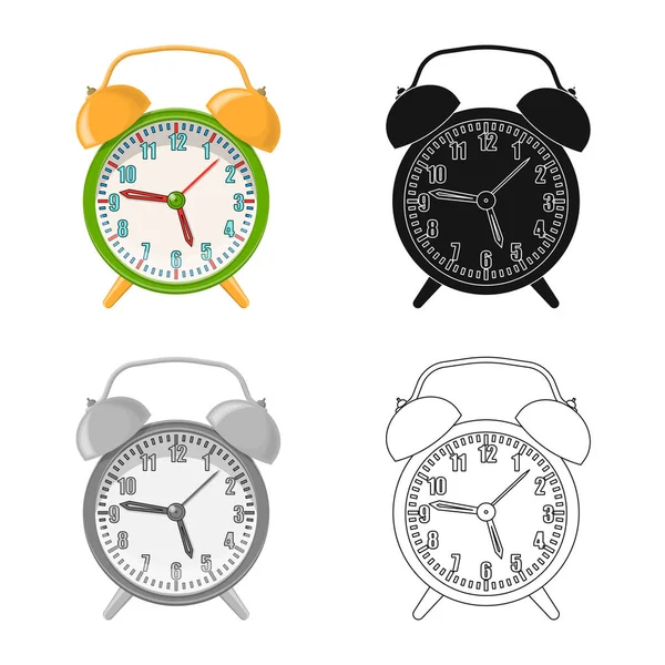 Απομονωμένο αντικείμενο ρολόι και η ώρα του συμβόλου. Συλλογή των ρολογιών και κύκλος εικονίδιο του φορέα για το απόθεμα. — Διανυσματικό Αρχείο