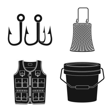 Balık ve balık tutma sembolü izole nesne. Balık topluluğu ve hisse senedi için ekipman vektör simgesi.