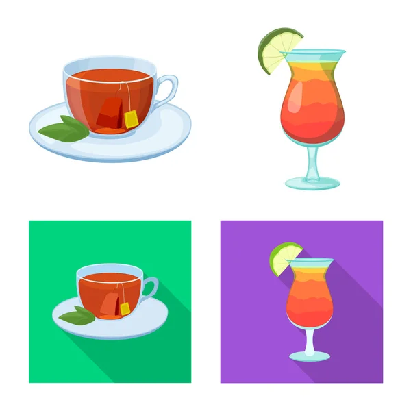 Isolated object of drink and bar logo. Set of drink and party stock symbol for web. — Stock Vector