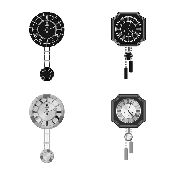 Illustrazione vettoriale dell'orologio e del simbolo orario. Set di orologio e cerchio stock vettoriale illustrazione . — Vettoriale Stock