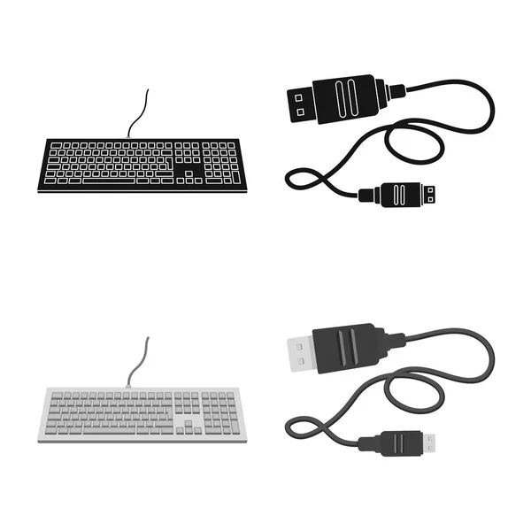 Objeto aislado del ordenador portátil y el símbolo del dispositivo. Conjunto de ilustración de vector de stock portátil y servidor . — Archivo Imágenes Vectoriales