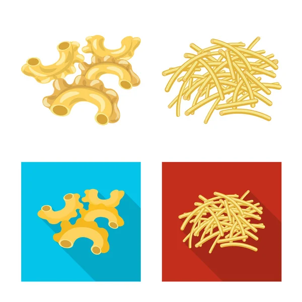 Illustrazione vettoriale di pasta e segno di carboidrati. Set di pasta e maccheroni stock symbol per ragnatela . — Vettoriale Stock