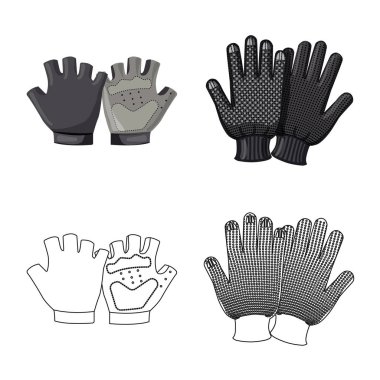 Eldiven ve kış sembolü yalıtılmış nesne. Web için eldiven ve ekipman hisse senedi simgesi kümesi.