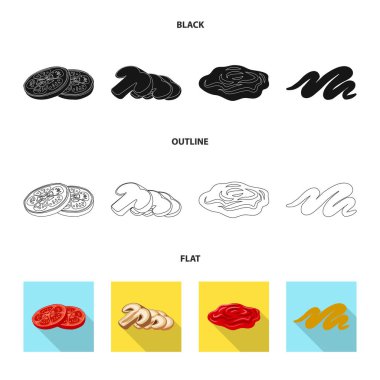 Burger ve sandviç logosu yalıtılmış nesne. Burger ve dilim hisse senedi vektör çizim seti.