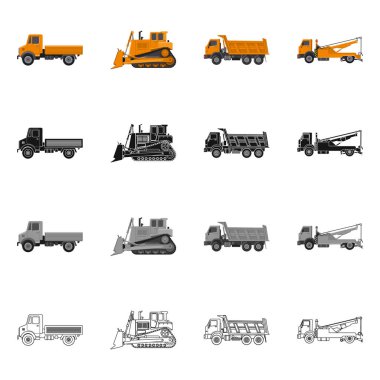 Yapı ve inşaat işareti vektör tasarımı. Hisse senedi için yapı ve makine vektör simge topluluğu.