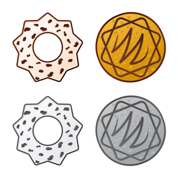 Bisküvi ve kek logo vektör tasarımı. Bisküvi ve çikolata hisse senedi simgesi için web topluluğu.