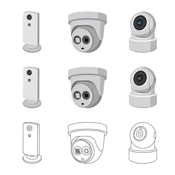 Isolated object of cctv and camera logo. Collection of cctv and system stock symbol for web. — Stock Vector