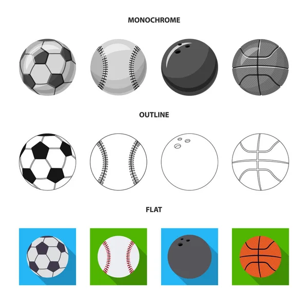 Spor ve topu simge vektör Illustration. Spor ve hisse senedi için atletik vektör simge kümesi. — Stok Vektör