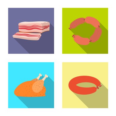 Eti ve jambon logosu yalıtılmış nesne. Et ve web için hisse senedi simgesi yemek koleksiyonu.
