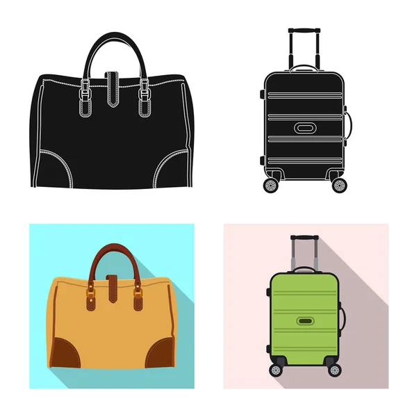 Ilustração vetorial de mala e símbolo de bagagem. Conjunto de maleta e ilustração do vetor de estoque de viagem . — Vetor de Stock