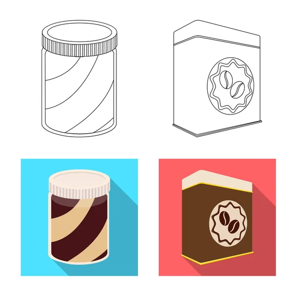 Projeto vetorial de lata e símbolo de comida. Conjunto de lata e pacote de símbolo de estoque para web . — Vetor de Stock