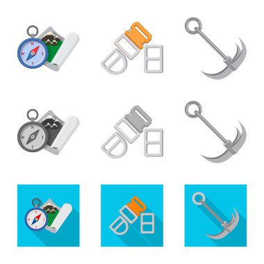 Dağcılık ve tepe simgesi yalıtılmış nesne. Kamp ve dağcılık topluluğu hisse senedi için vektör simgesi.