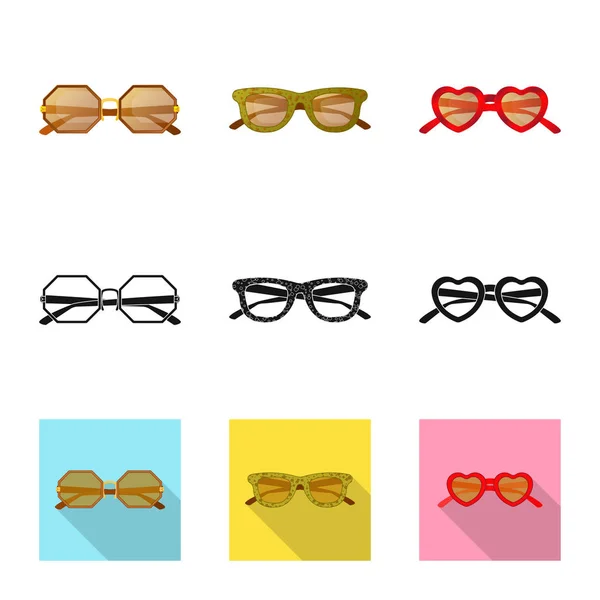 Conception vectorielle de lunettes et de lunettes de soleil symbole. Collection de lunettes et accessoires illustration vectorielle de stock . — Image vectorielle