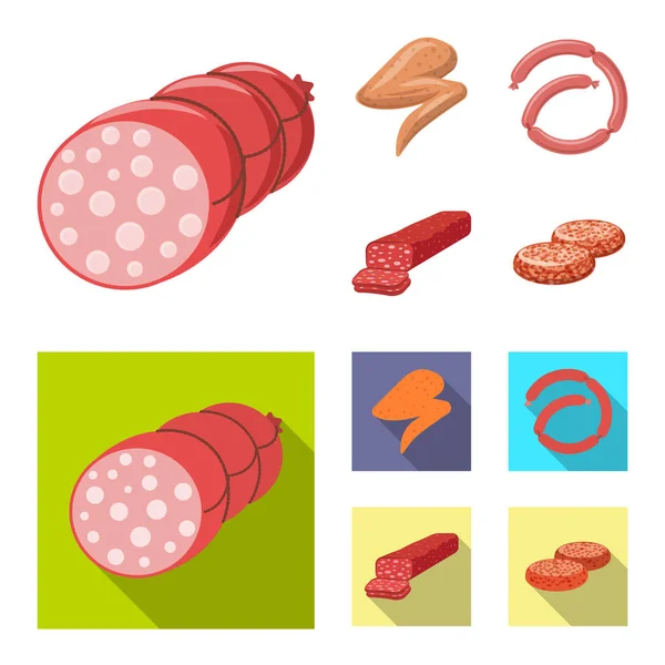 Ilustración vectorial del signo de carne y jamón. Colección de ilustración de vectores de carne y caldo de cocina . — Archivo Imágenes Vectoriales