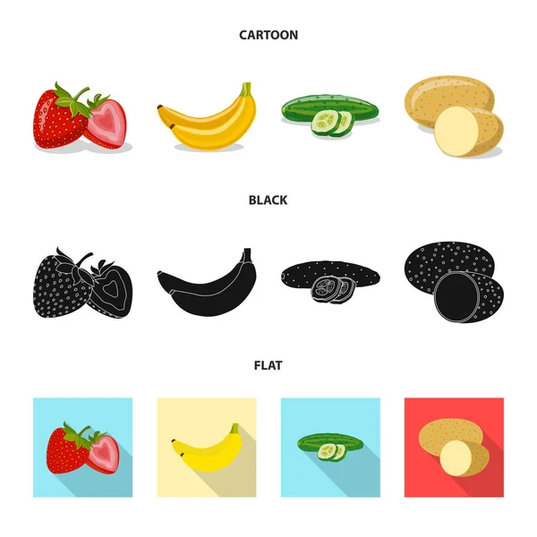 Conception vectorielle de légumes et fruits signe. Collection de légumes et de légumes symbole de stock pour la toile . — Image vectorielle