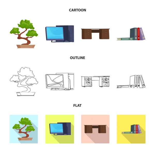Conception vectorielle de meubles et logo de travail. Ensemble de meubles et symbole de stock de maison pour le web . — Image vectorielle