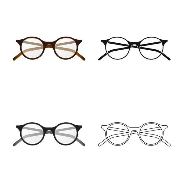 Projeto do vetor de óculos e sinal de quadro. Conjunto de óculos e ícone de vetor acessório para estoque . —  Vetores de Stock