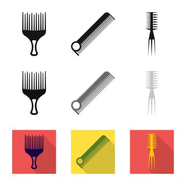 Fırça ve saç sembolü yalıtılmış nesne. Hisse senedi için fırça ve saç fırçası vektör simge kümesi.