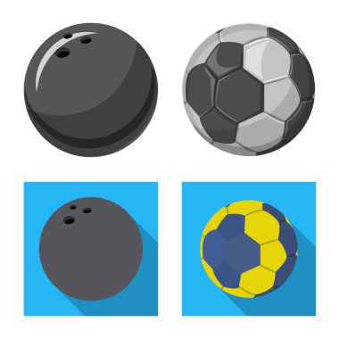 Spor ve topu sembolü yalıtılmış nesne. Spor ve web için atletik hisse senedi simgesi toplama.