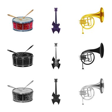 Müzik ve şarkı simge vektör Illustration. Müzik ve aracı hisse senedi vektör çizim topluluğu.