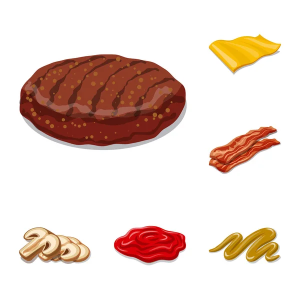 Illustration vectorielle du logo burger et sandwich. Ensemble de hamburger et tranche stock symbole pour la toile . — Image vectorielle