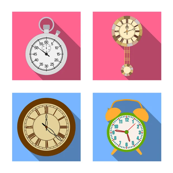 Vector illustration of clock and time logo. Set of clock and circle vector icon for stock. — Stock Vector