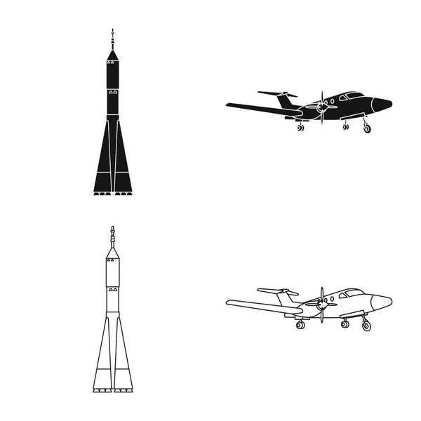 Векторное проектирование самолета и иконки транспорта. Коллекция самолета и символа неба для веб . — стоковый вектор