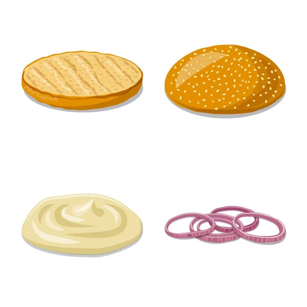 Objek yang terisolasi dari logo burger dan sandwich. Koleksi gambar burger dan vektor stok potong . - Stok Vektor