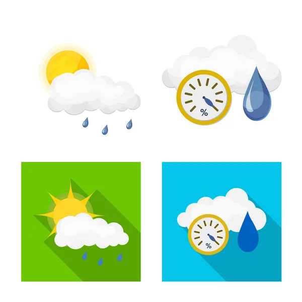 Objet isolé de signe météorologique et climatique. Collection d'illustrations vectorielles des conditions météorologiques et des nuages . — Image vectorielle