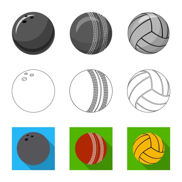 Objeto isolado do esporte e logotipo da bola. Conjunto de esporte e ícone de vetor atlético para estoque . — Vetor de Stock