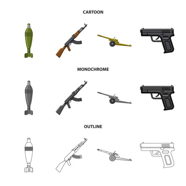 Ilustração vetorial de arma e logotipo da arma. Conjunto de arma e símbolo de estoque do exército para web . —  Vetores de Stock