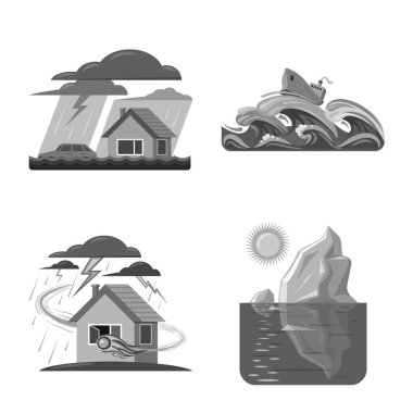 Doğal ve felaket simge vektör Illustration. Doğal topluluğu ve hisse senedi için risk vektör simgesi.