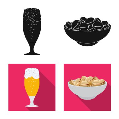 Bar ve pub logo vektör tasarımı. Pub ve hisse senedi için iç vektör ikon koleksiyonu.