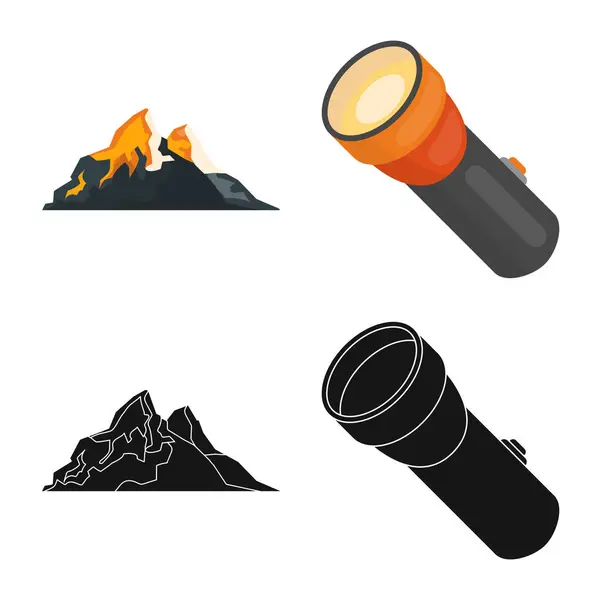 登山とピークのロゴのベクトル イラスト。登山やキャンプのセット web 株式記号. — ストックベクタ